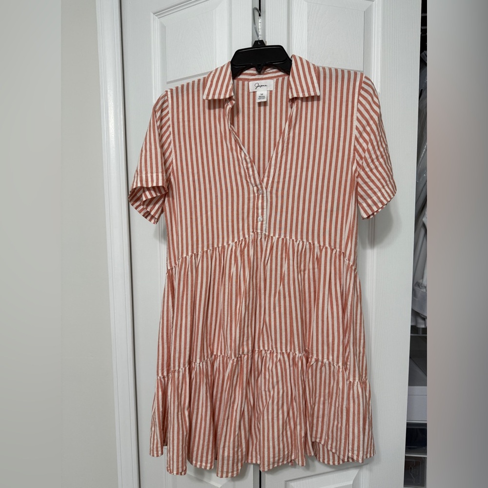 Gaze Orange and White Striped Midi Dress